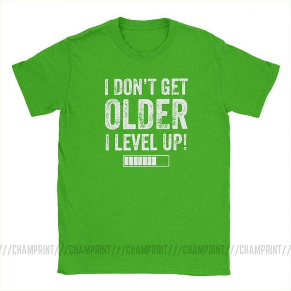 I Don't Get Older I Level Up T-Shirts for Men Funny Gaming Short Sleeve Vintage Tee Shirt O Neck Cotton Clothes Funny T Shirt