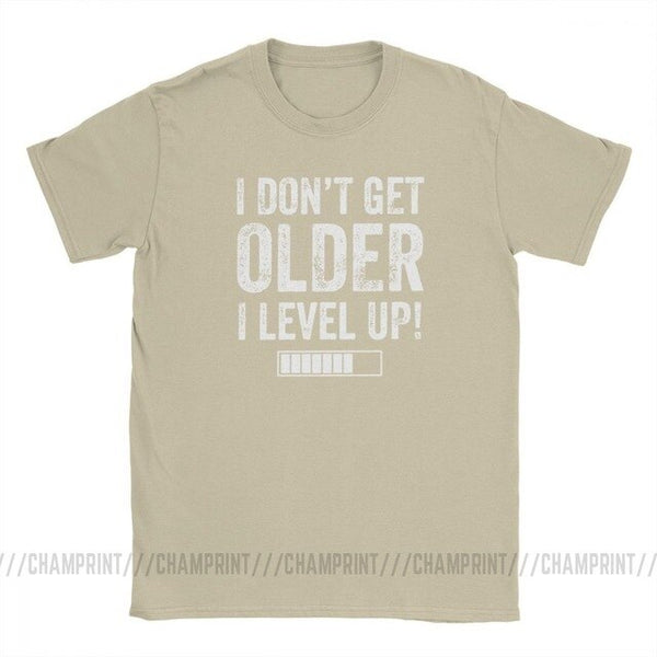 I Don't Get Older I Level Up T-Shirts for Men Funny Gaming Short Sleeve Vintage Tee Shirt O Neck Cotton Clothes Funny T Shirt