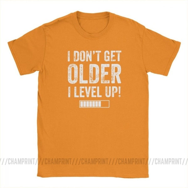 I Don't Get Older I Level Up T-Shirts for Men Funny Gaming Short Sleeve Vintage Tee Shirt O Neck Cotton Clothes Funny T Shirt