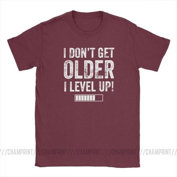 I Don't Get Older I Level Up T-Shirts for Men Funny Gaming Short Sleeve Vintage Tee Shirt O Neck Cotton Clothes Funny T Shirt