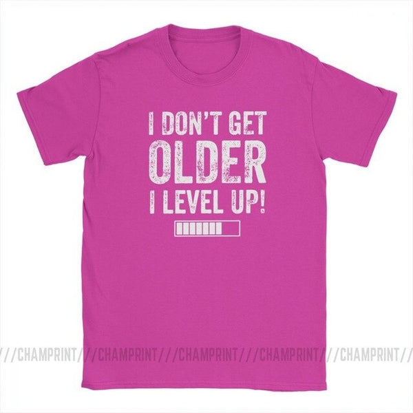 I Don't Get Older I Level Up T-Shirts for Men Funny Gaming Short Sleeve Vintage Tee Shirt O Neck Cotton Clothes Funny T Shirt