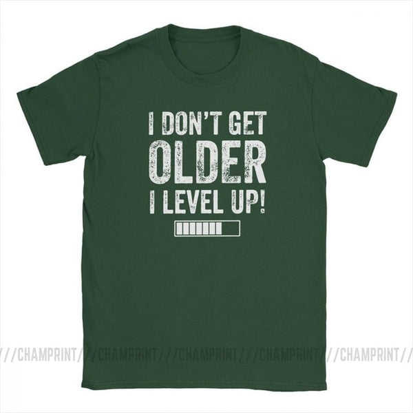 I Don't Get Older I Level Up T-Shirts for Men Funny Gaming Short Sleeve Vintage Tee Shirt O Neck Cotton Clothes Funny T Shirt