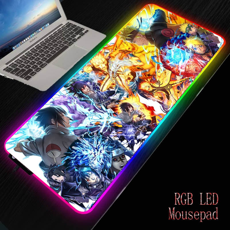 Mairuige Anime Naruto RGB Gaming Mouse Pad Gamer Computer Mousepad Backlit Mause  Large  Desk Keyboard LED Mice Mat