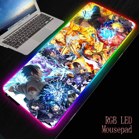 Mairuige Anime Naruto RGB Gaming Mouse Pad Gamer Computer Mousepad Backlit Mause  Large  Desk Keyboard LED Mice Mat
