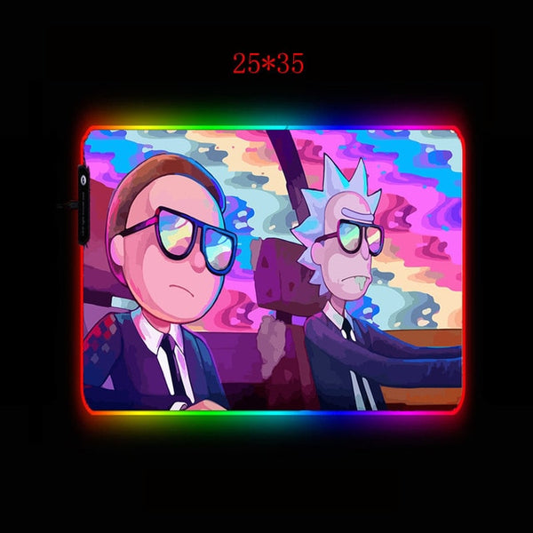 XGZ Anime Morty Gaming RGB MousePad Large Locking Edge Speed Game Gamer LED Mouse Pad Soft Laptop Notebook Mat for CSGO