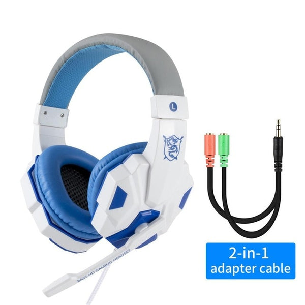Led Light Gamer Headset for Computer & Gaming Consoles Wired Headset with adapter cables