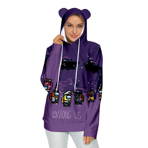 Among Us Pullover Hoodie Sweatshirt for Women with Ears