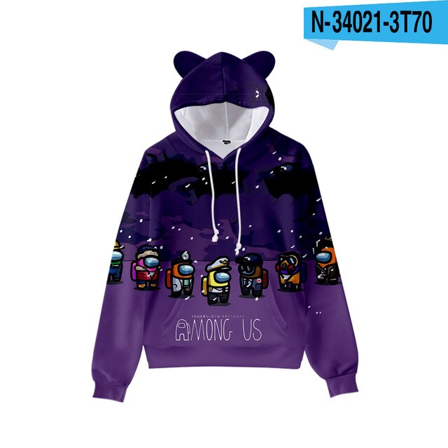 Among Us Pullover Hoodie Sweatshirt for Women with Ears