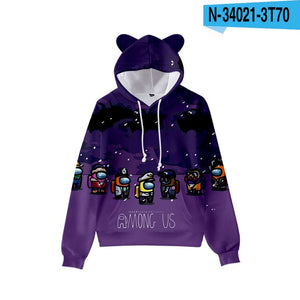 Among Us Pullover Hoodie Sweatshirt for Women with Ears